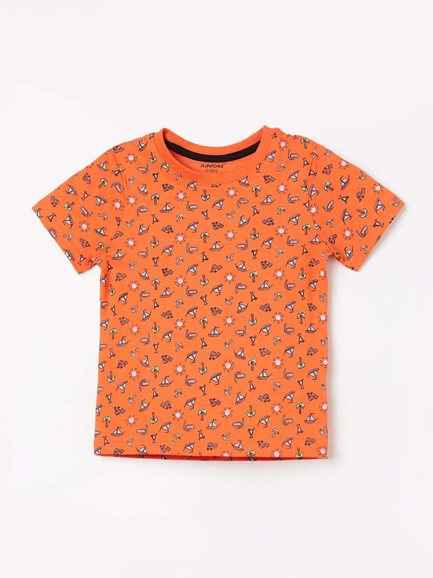 Juniors by Lifestyle Kids Orange Cotton Printed T-Shirt
