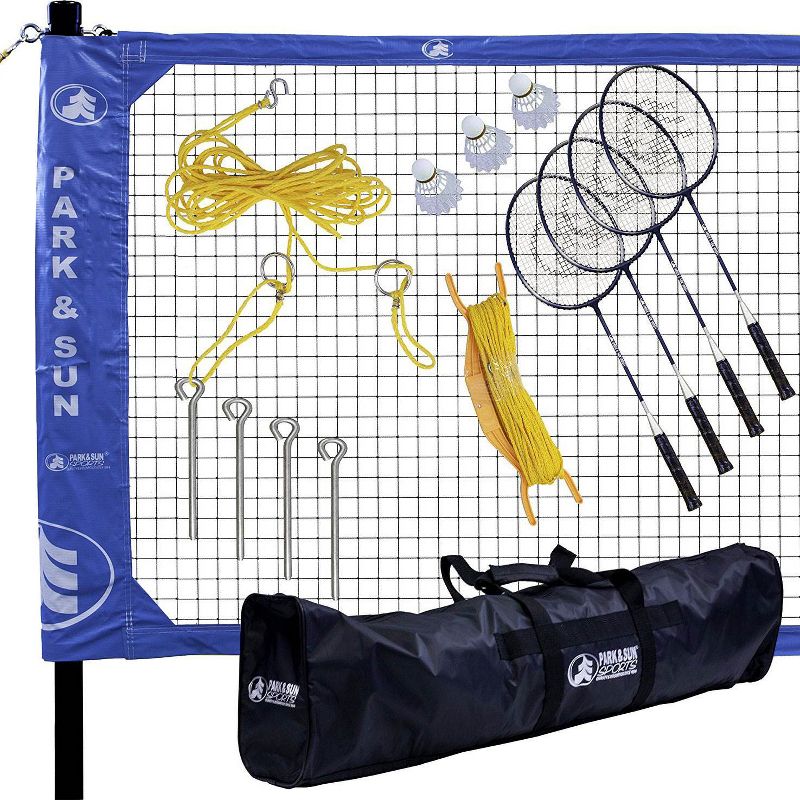 Park & Sun Sports Complete Outdoor Badminton Set with Carry Case, Blue