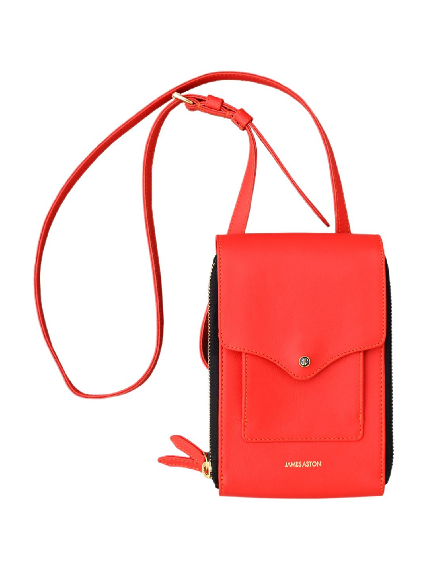 James Aston Aurora Poppy Red Leather Cross Body Bag