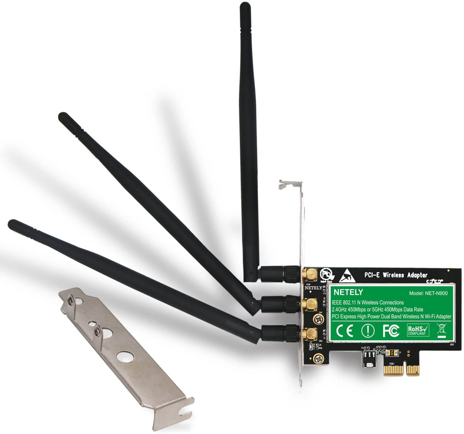 Wireless Dual Band N900 3x3 MIMO PCI Express(PCI-E Wi-Fi Adapter for PCs or Working Stations-PCIE Wi-Fi Card-PCIE Wireless Adapter-Qualcomm Atheros Wireless Network Adapter(NET-N900)