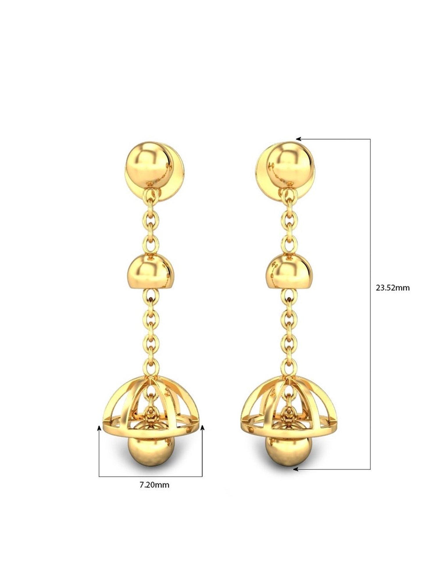 Candere by Kalyan Jewellers Peacock Collection 18k Yellow Gold Drop Earrings for Women
