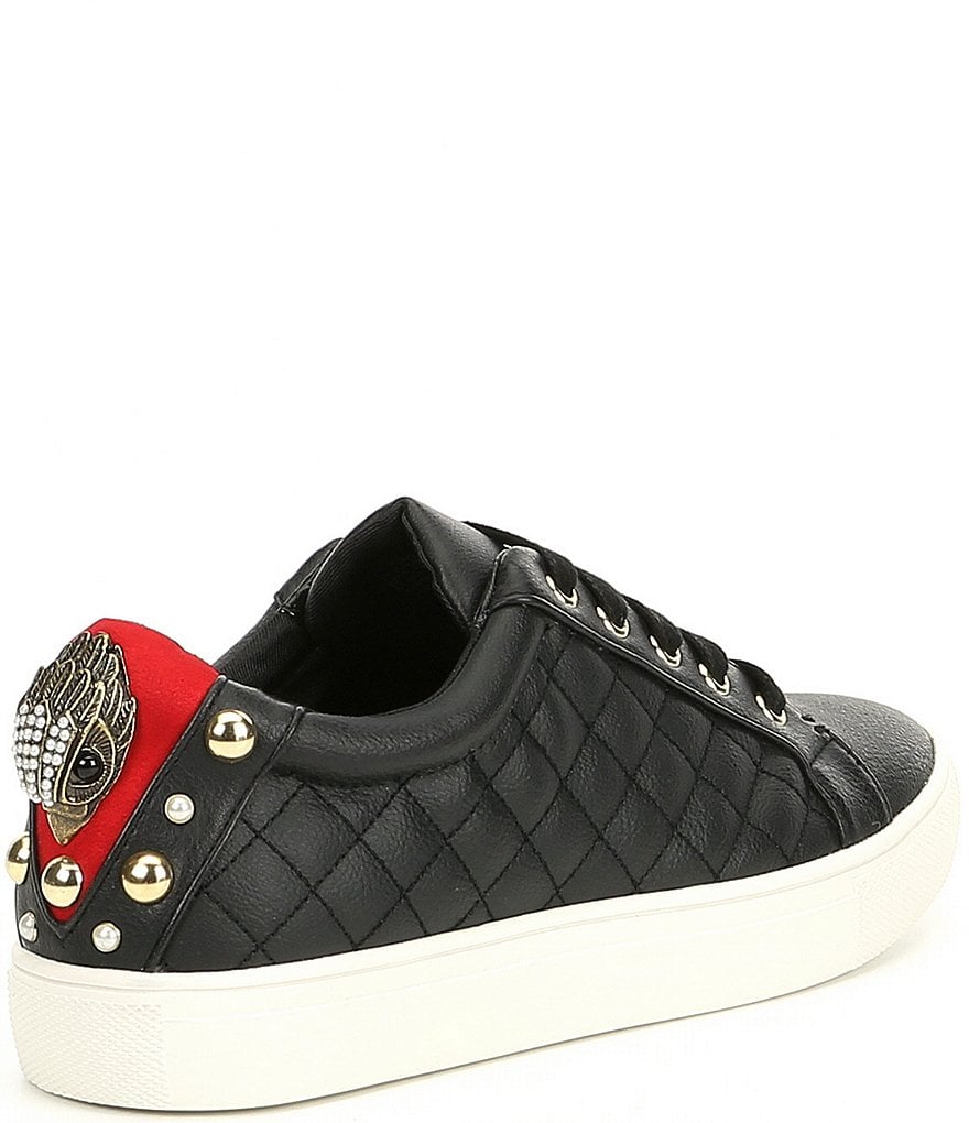 Kendall + Kylie Women's Anthracite Leopard EZORA 2.0 Low Top Lace Up Multi Sneakers