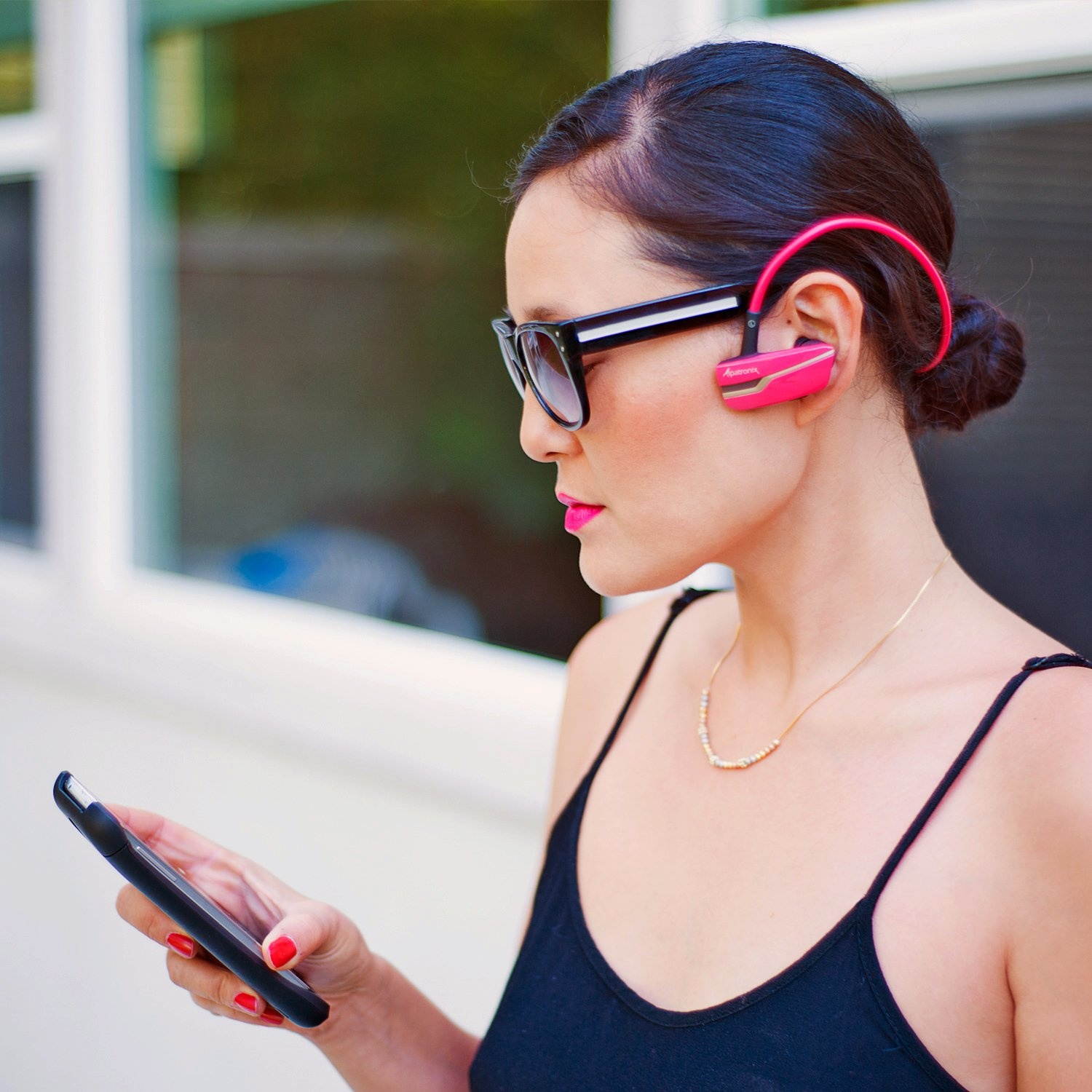 Alpatronix Bluetooth Headset, HX200 Active Universal Bluetooth Wireless Noise-Isolation Stereo Earbuds with Mic, Volume/Playback Controls for Smartphones, Computers, Laptops & Tablets - (Pink)