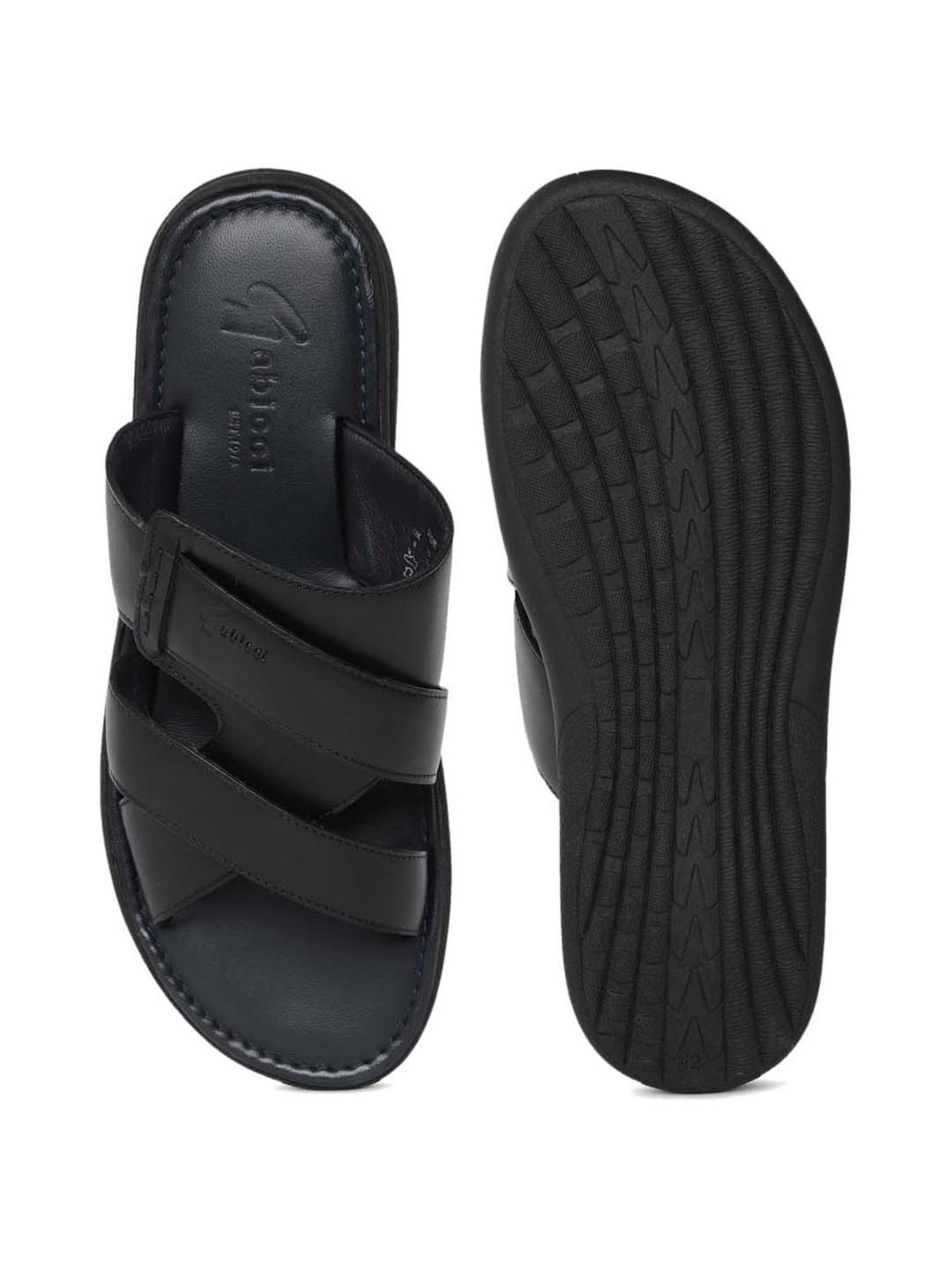 Gabicci Men's Black Cross Strap Sandals