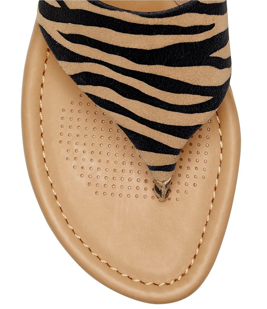 CC Corso Como Arowin Zebra Print Suede Thong Cork Platform Sandals