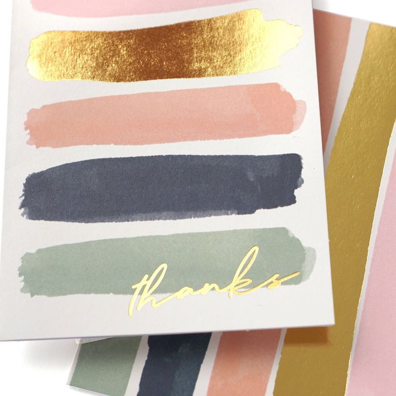 50ct Thank You Striped Blank Notes Pastel