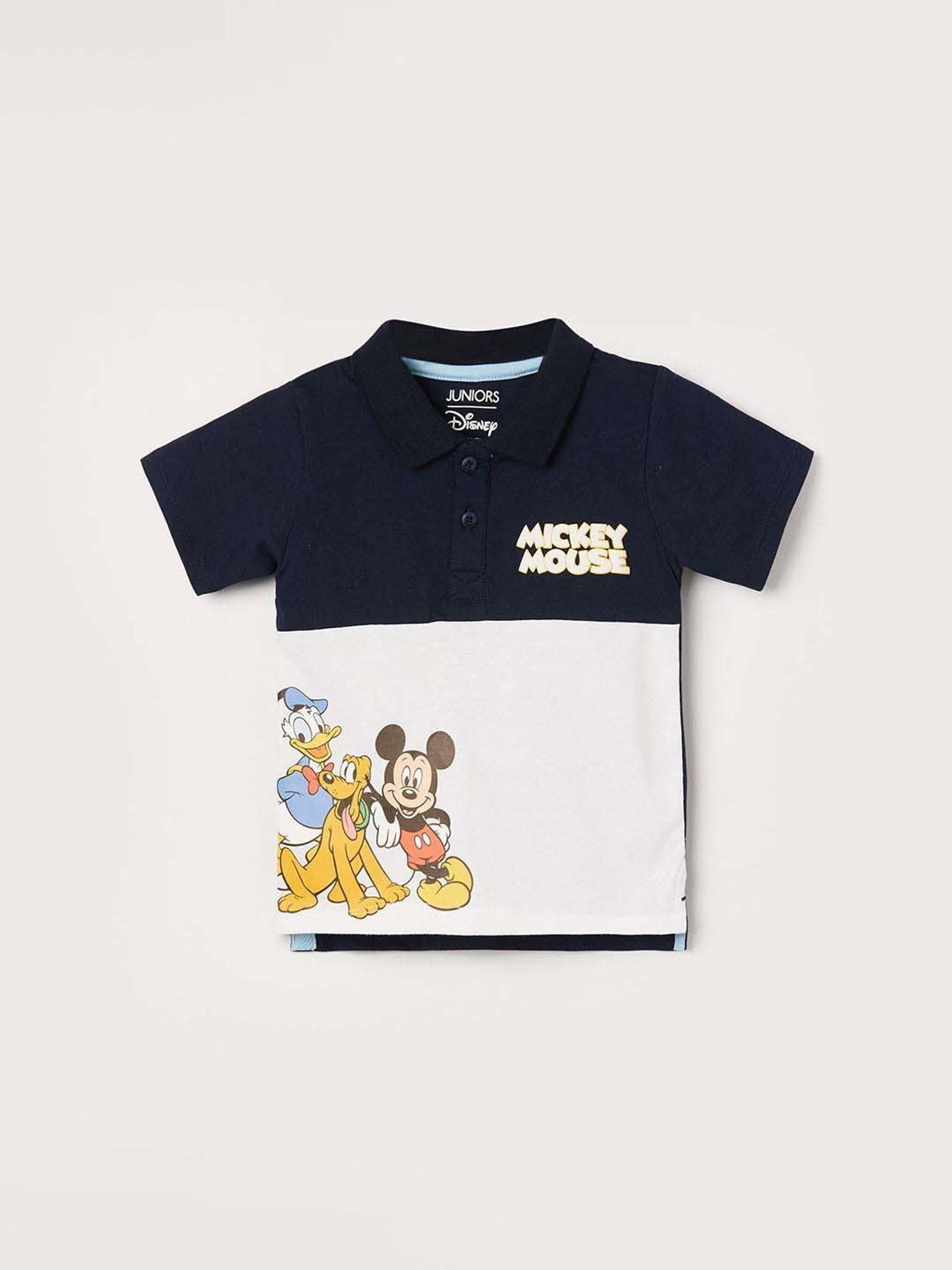 Juniors by Lifestyle Boys Navy & White Cotton Color Block T Shirt