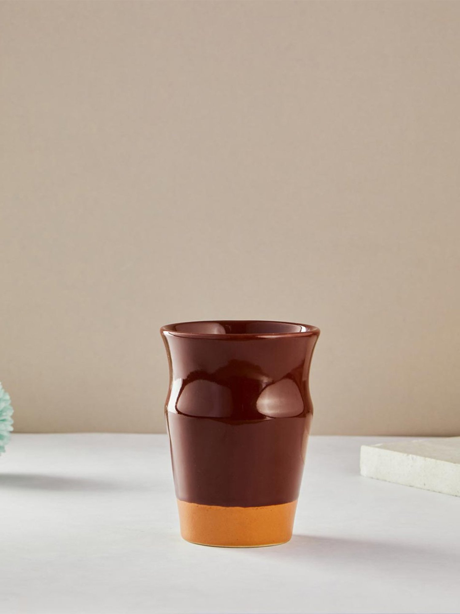 Fabindia Home Adhrit Solid Dark Brown Ceramic Kulhad