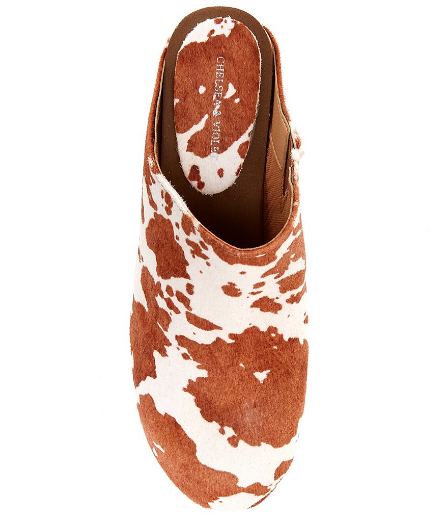Chelsea & Violet Jana Cow Print Haircalf Clogs