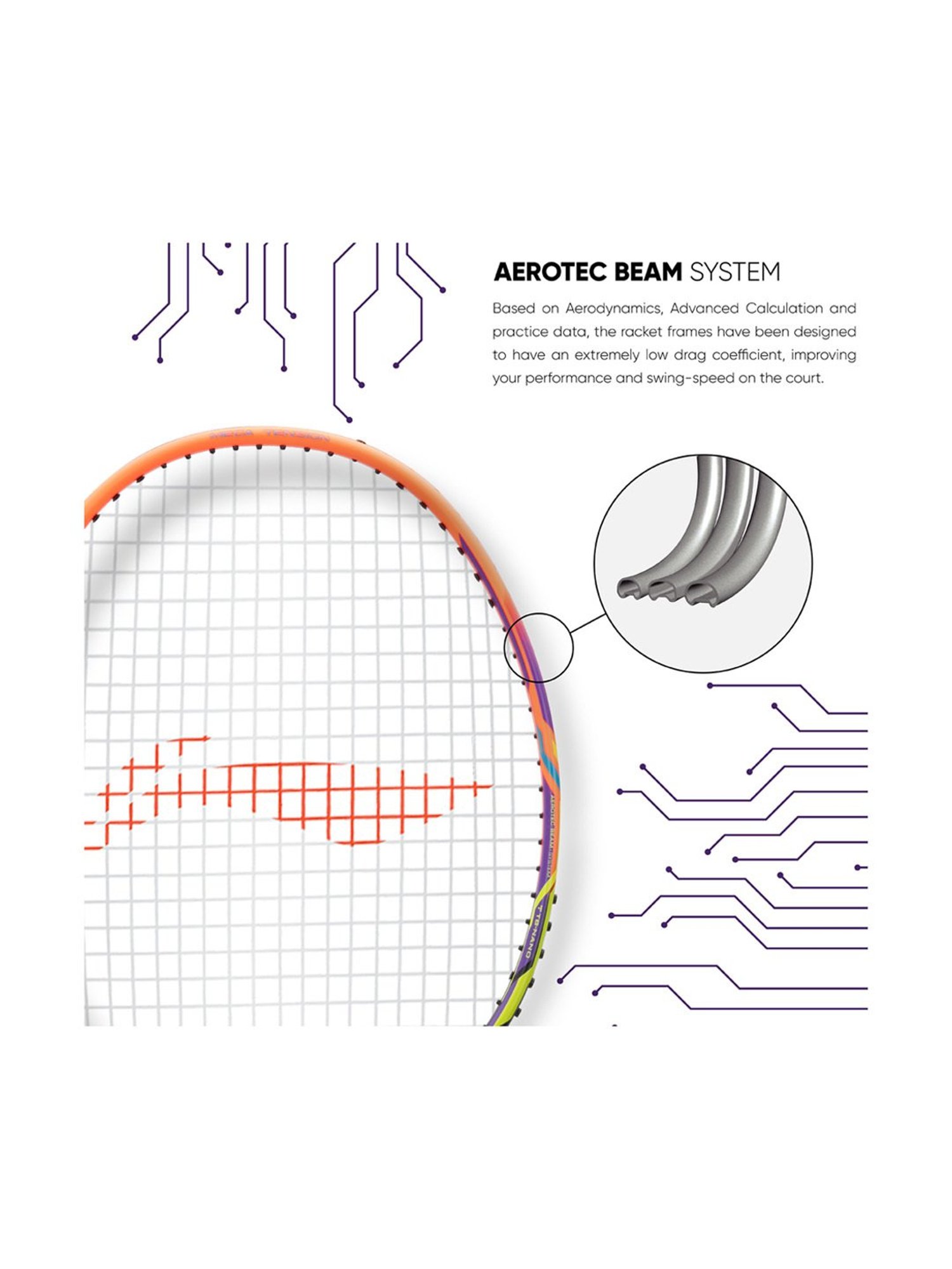 Li-Ning Turbo 99 Strung Badminton Racket (Orange) Size - Medium