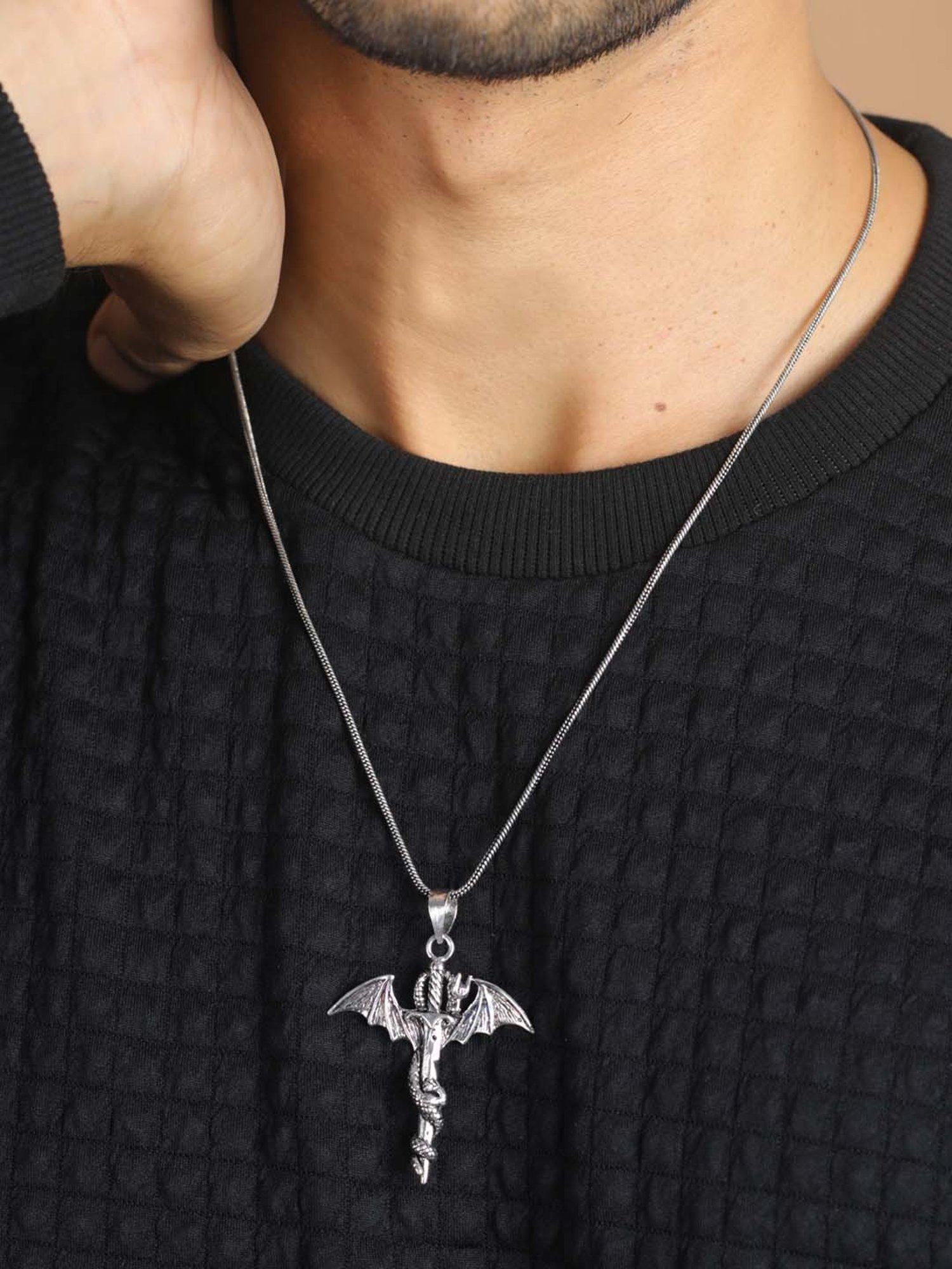 Bold by Priyaasi Dragon Sword Silver-Plated Necklace for Men