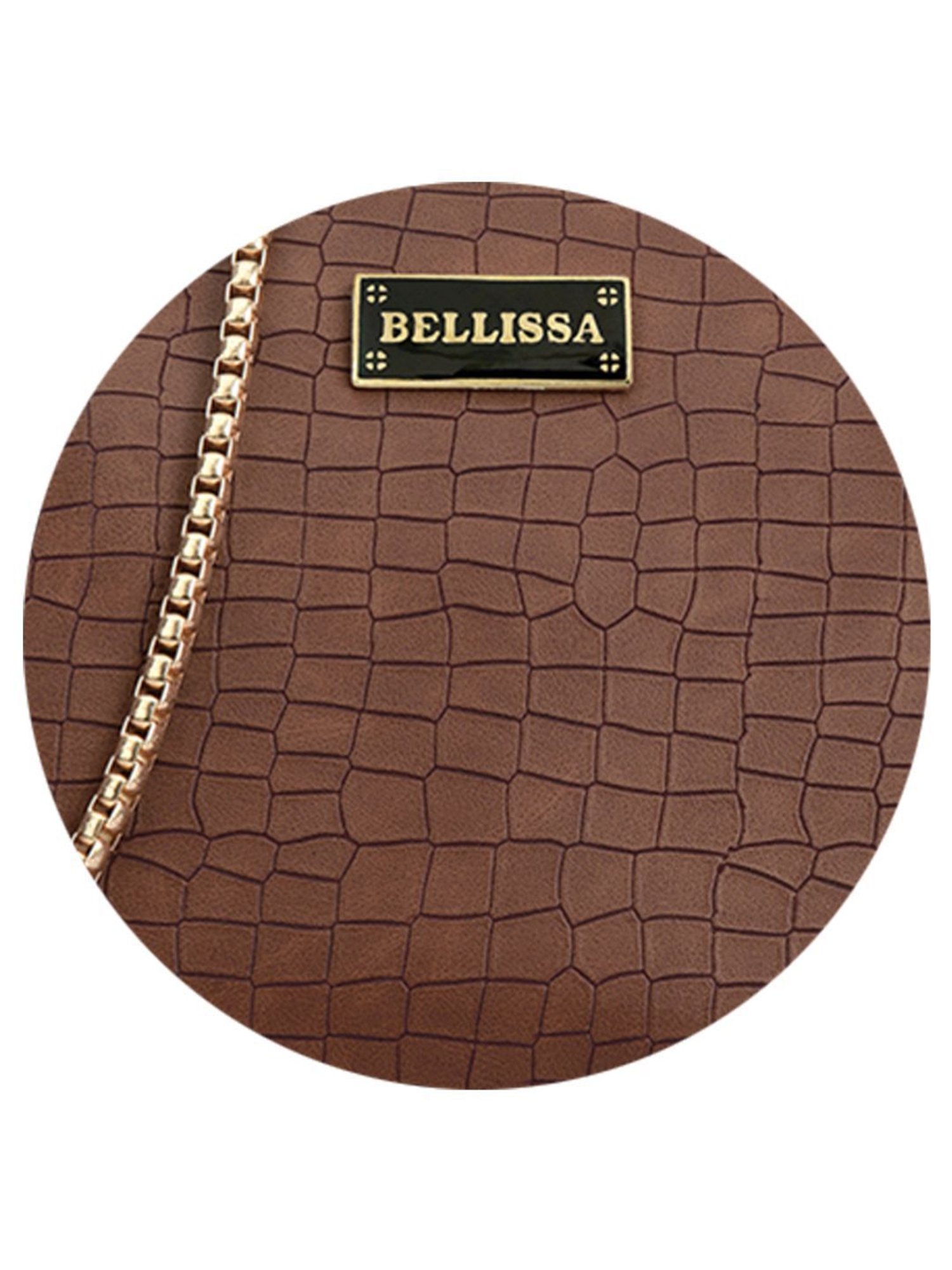 Bellissa Brown Textured Medium Handbag