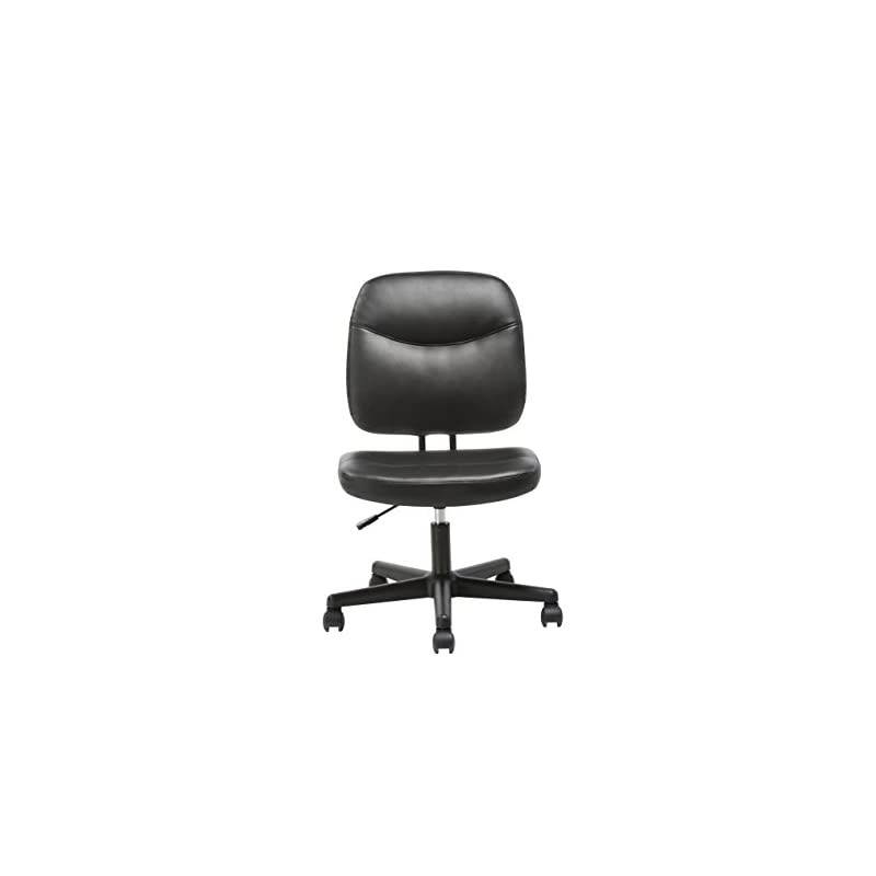ESS Collection Armless Leather Desk Chair, in Black (ESS-6005-BLK)