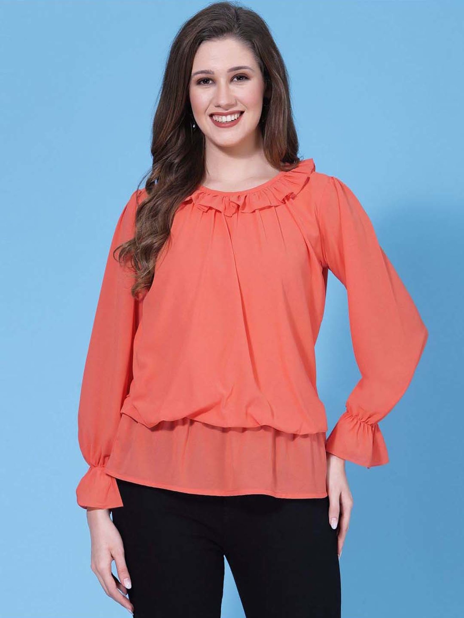 SELVIA Orange Regular Fit Top