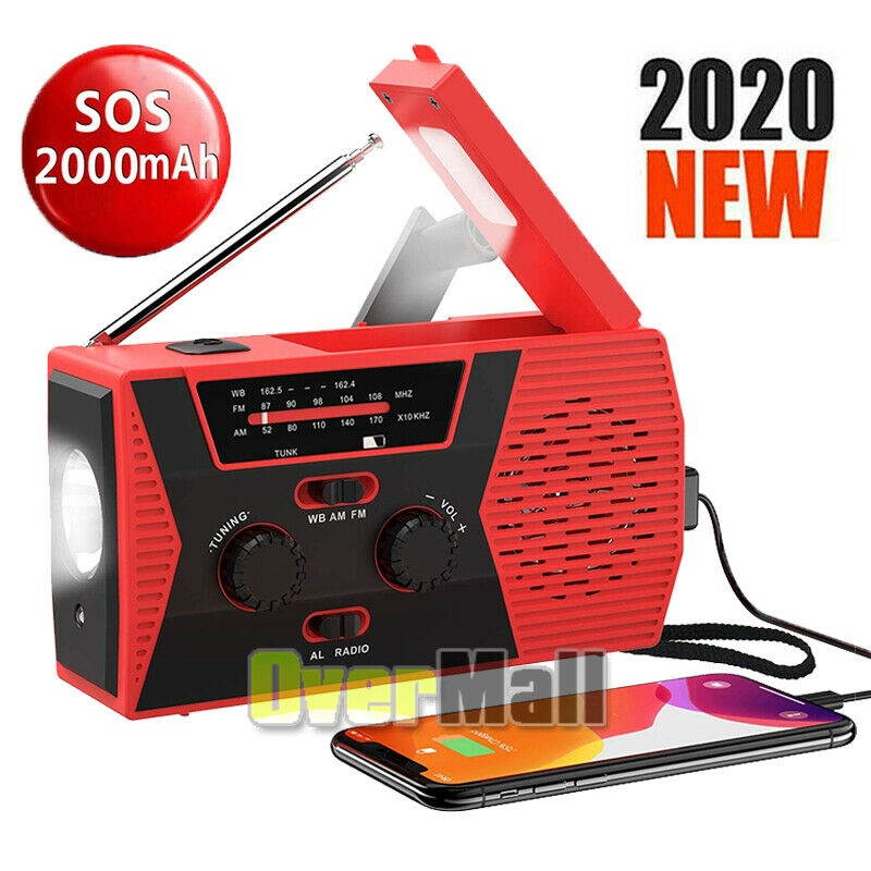 KA340 5Way Powered Rechargeable LED Camping Lantern Emergency AMFMSW NOAA Weather Alert Radio with Bluetooth Flashlight 5V USB Mobile Phone Charger MP3 Player Siren Gold