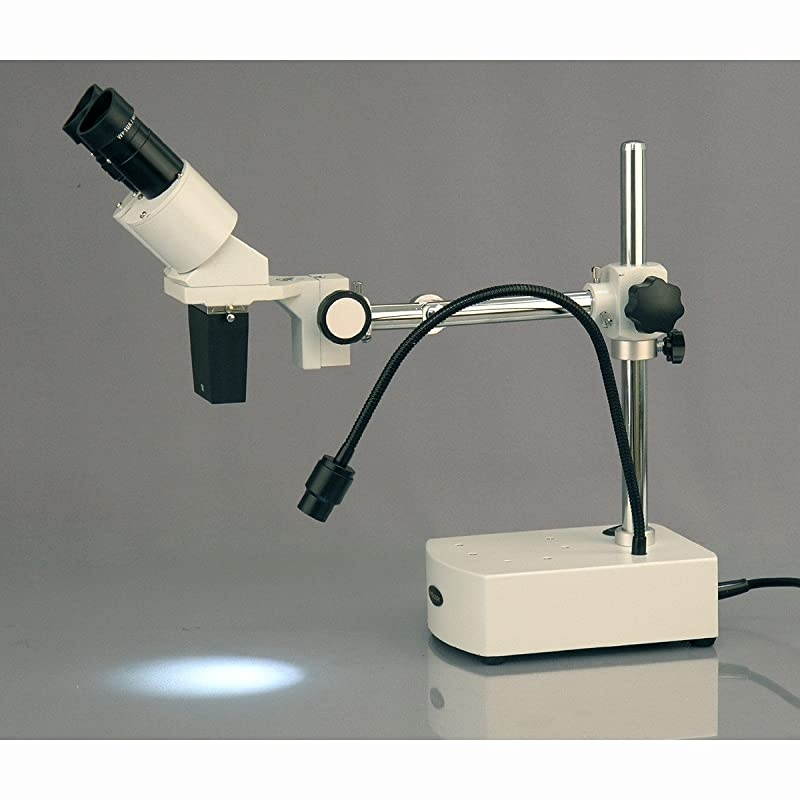 SE400-Y Professional Binocular Stereo Microscope, WF10x and WF15x Eyepieces, 10X and 15X Magnification, 1X Objective, LED Lighting, Boom-Arm Stand, 110V-120V