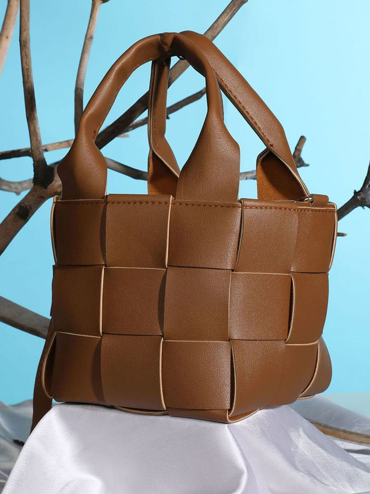 HauteSauce Brown Textured Small Handbag