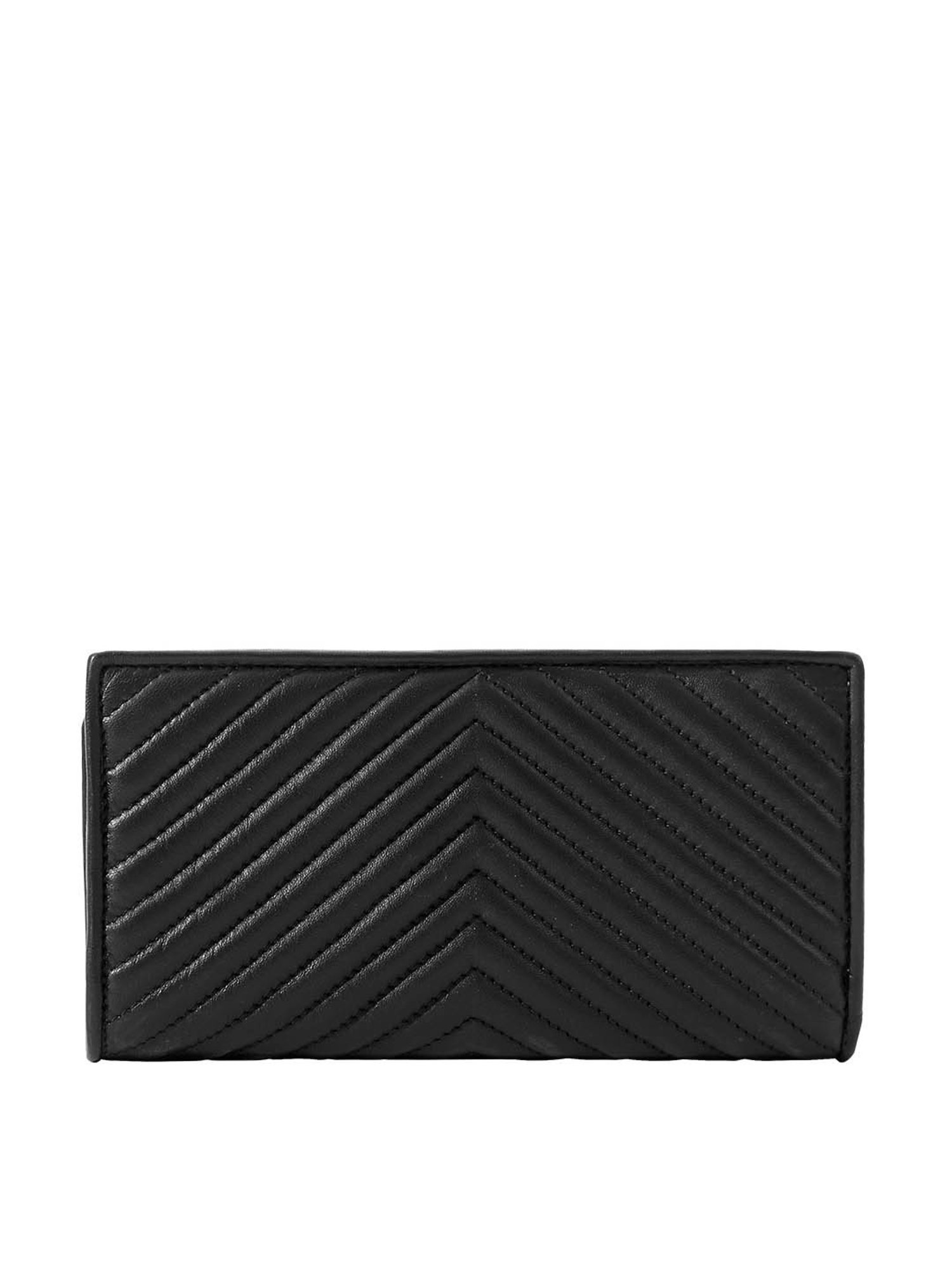 Eske Black Quilted Tri-Fold Wallet for Women