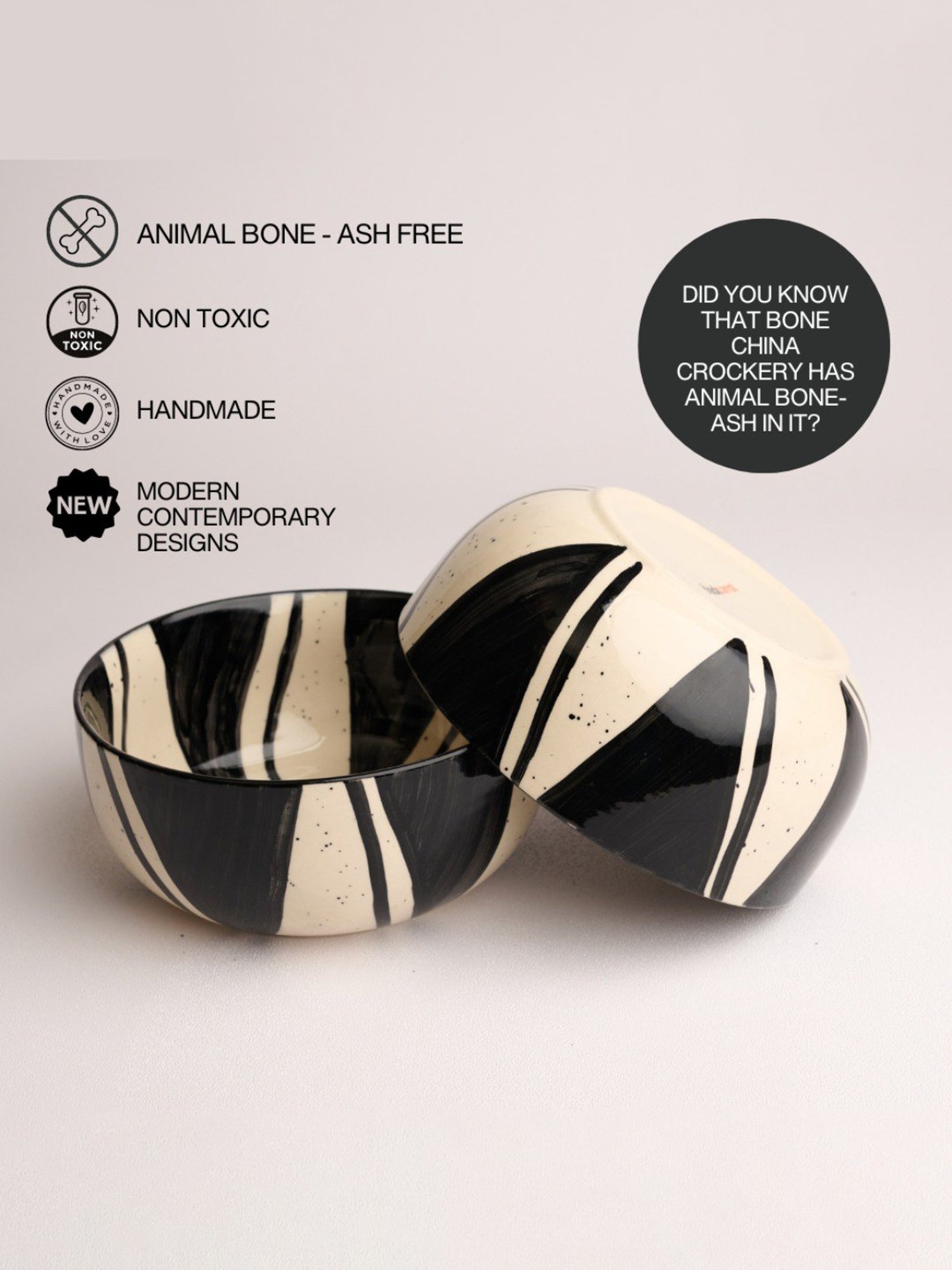 BlackCarrot Black & White Ceramic Serving Bowl