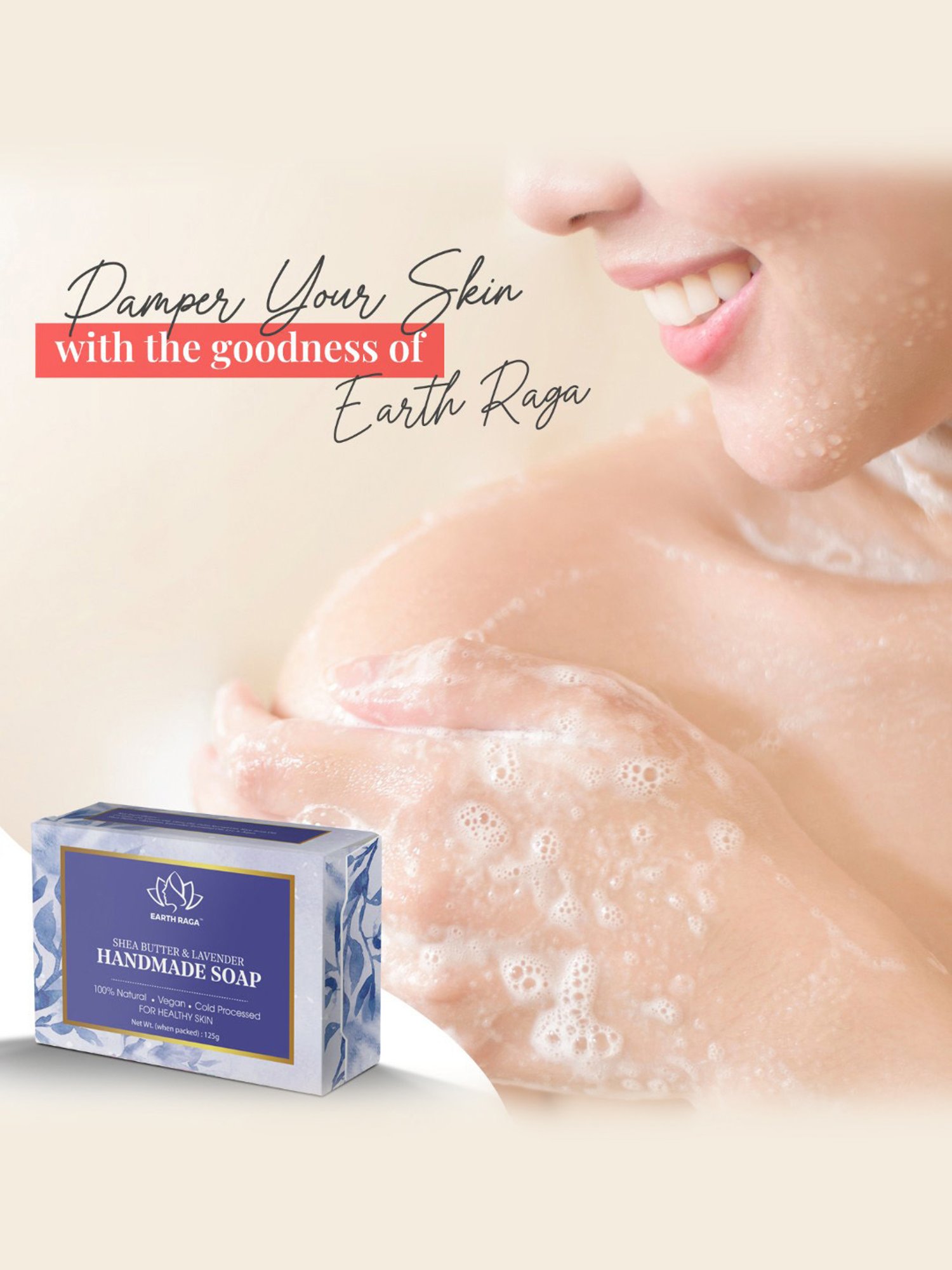 Earthraga Shea Butter & Lavender Handmade Soap - 125 gm