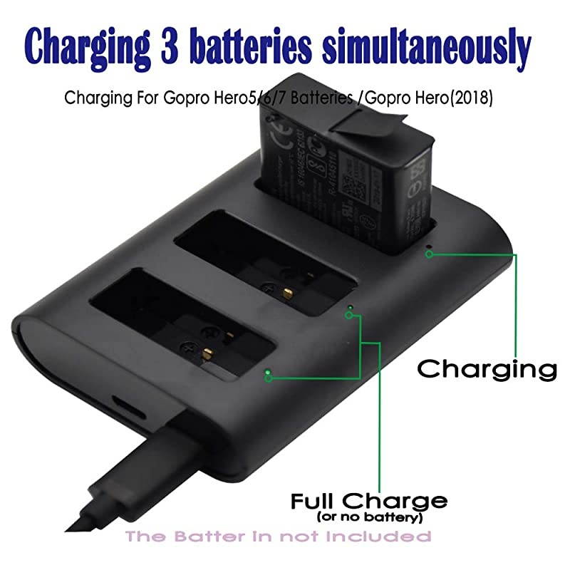Station for GoPro Rechargeable Battery Charger 3Channel Charger GoPro Hero8Hero7BlackHero6Hero5 BlackHero2018with Type C USB Cable