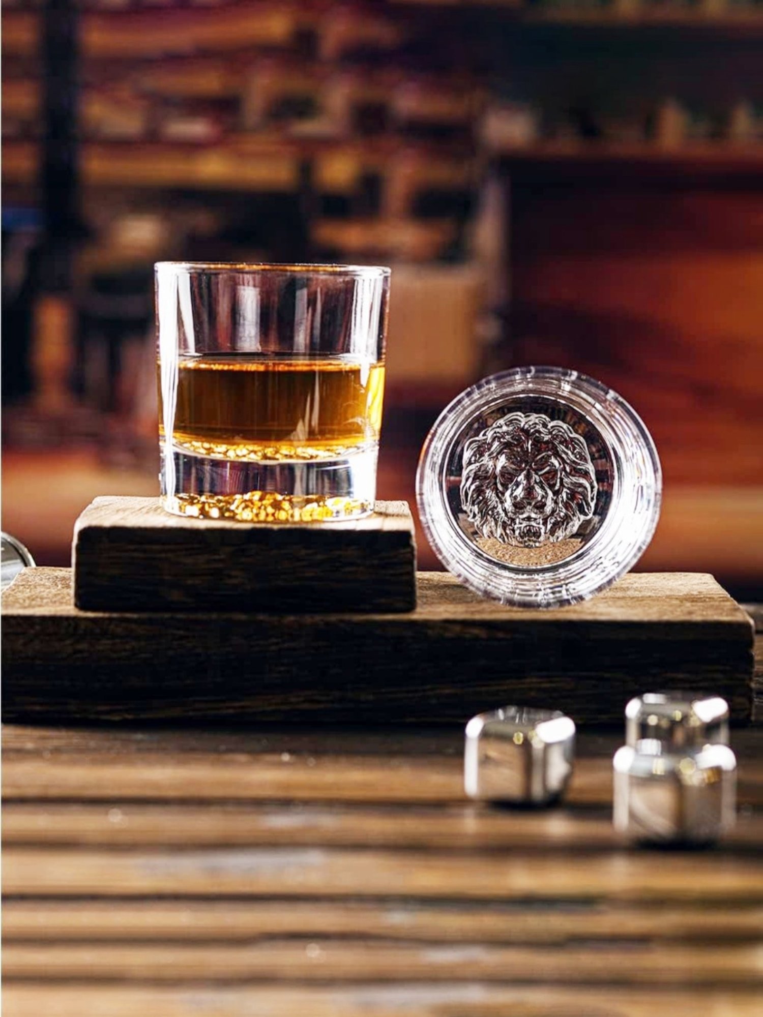 Melbify Lion Transparent Whiskey Glass 300ml - Set of 2