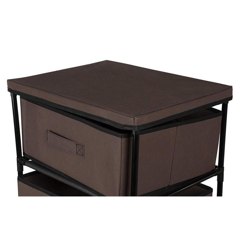 Juvale 4 Tier Dresser Drawers Organizer Tower, Fabric Chest of Storage Drawer Bins for Clothes, Brown 16.5x13 in