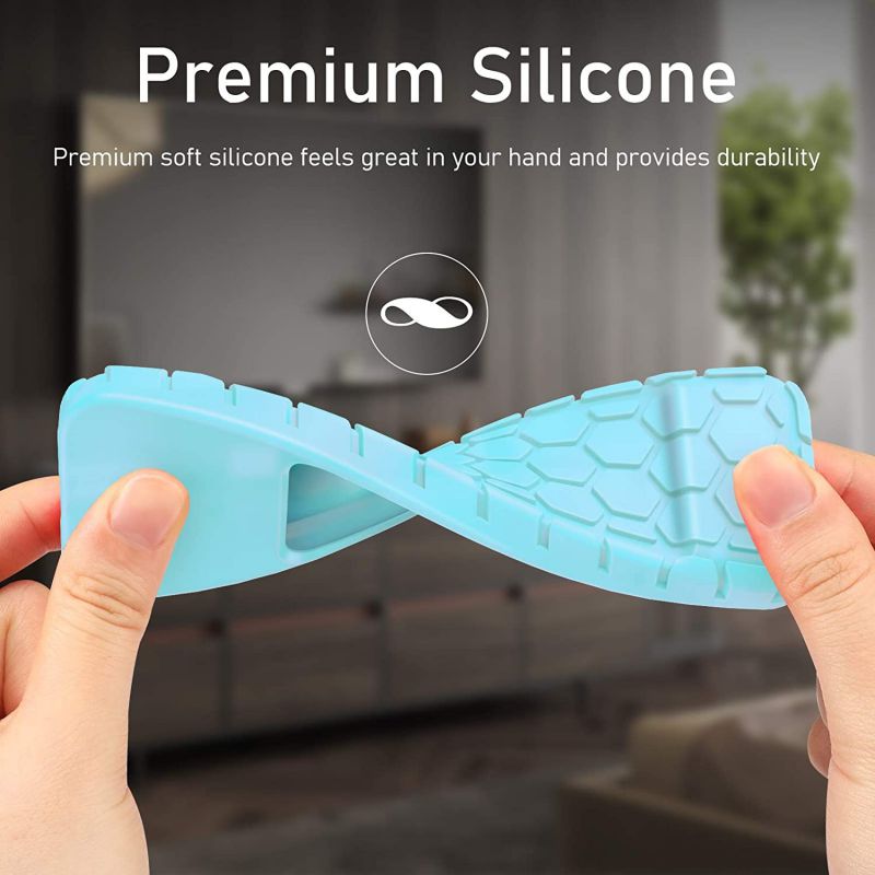 [2 Pack] Fintie Protective Case for Apple TV 4K 5th, 4th Gen Remote - Casebot (Honey Comb Series) Anti Slip Shockproof Silicone Cover for Apple TV Siri Remote Controller (Black + Blue Glow)