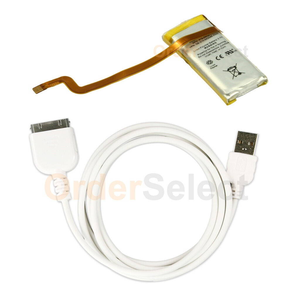 NEW Battery+USB Sync Cable Cord for Apple iPod Video 5th Gen 30gb 616-0223 5G