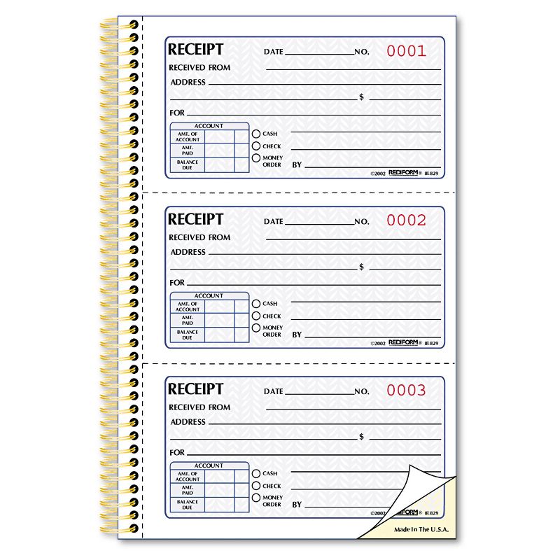 Rediform Money Receipt Book 2 3/4 x 5 Two-Part Carbonless 225 Sets/Book 8L829