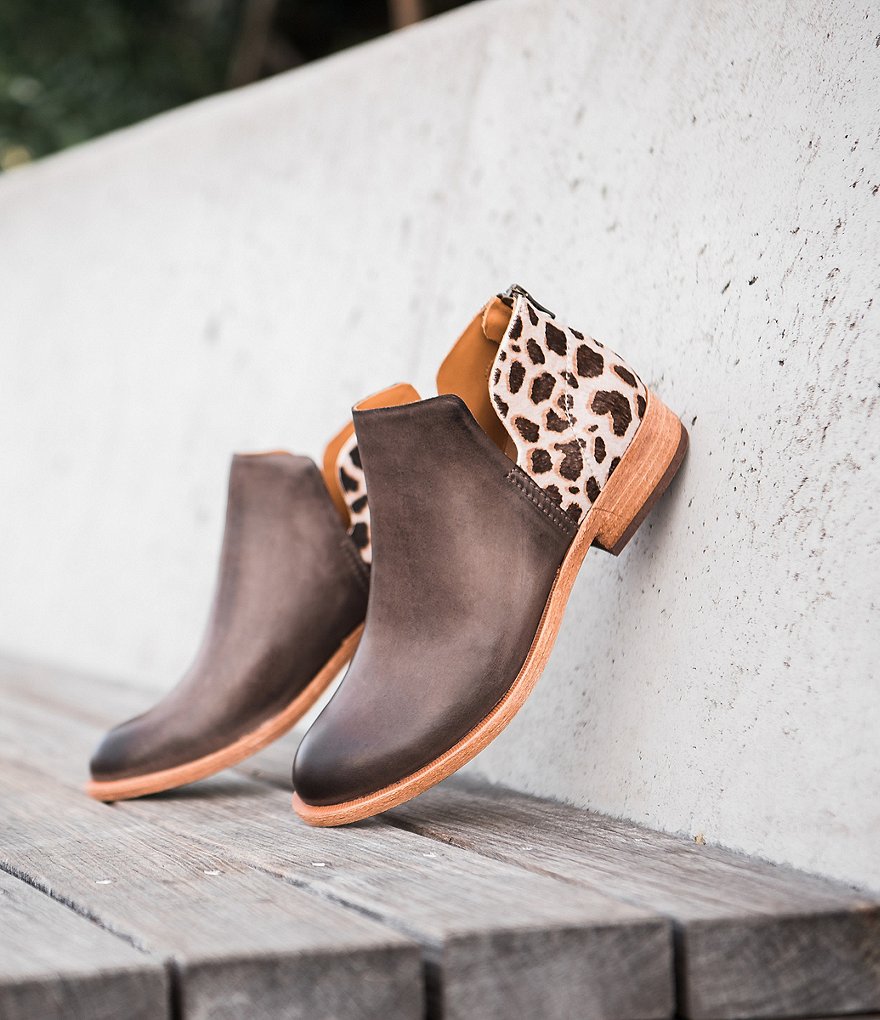 Kork-Ease Renny Giraffe Print Calf Hair Leather Ankle Booties