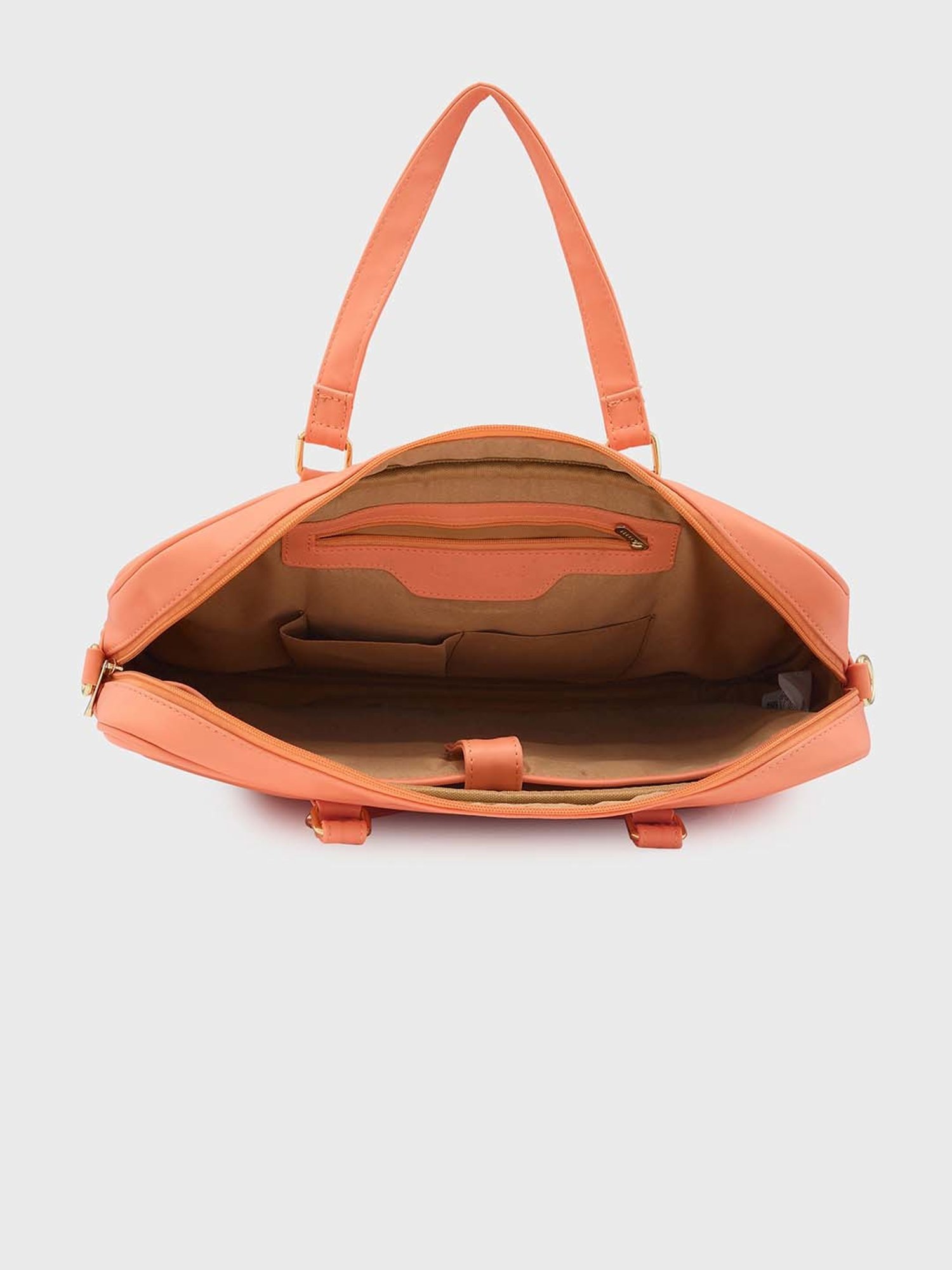 Caprese DORA Tan Faux Leather Large Laptop Messenger Bag