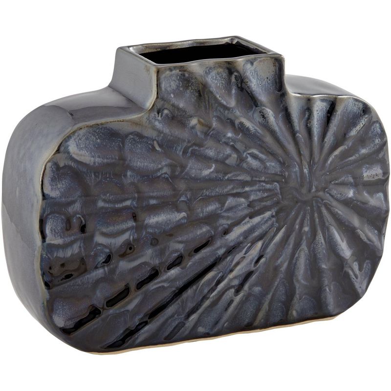 Studio 55D Madden 11 1/4" Wide Shiny Dark Gray Ceramic Decorative Vase