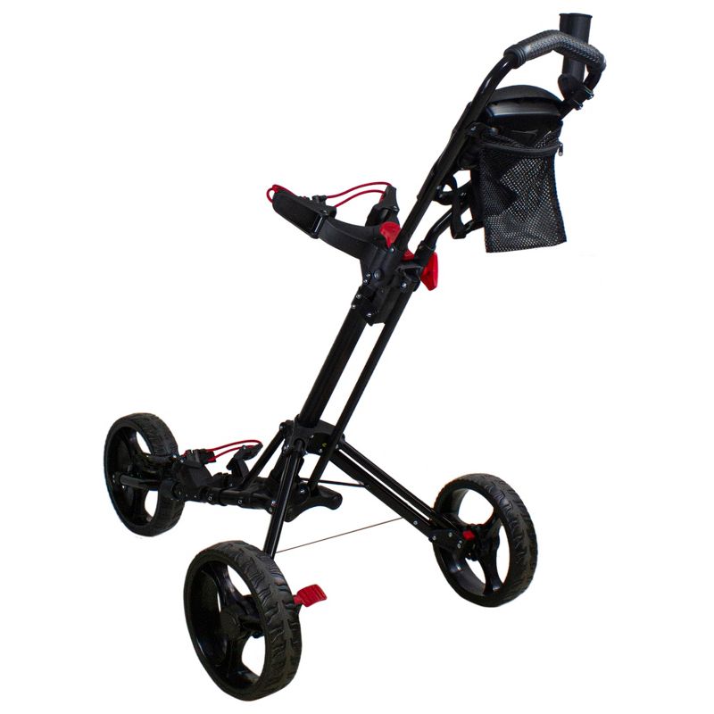 Northlight 48" Black Easy Folding 3 Wheel Golf Bag Push Cart