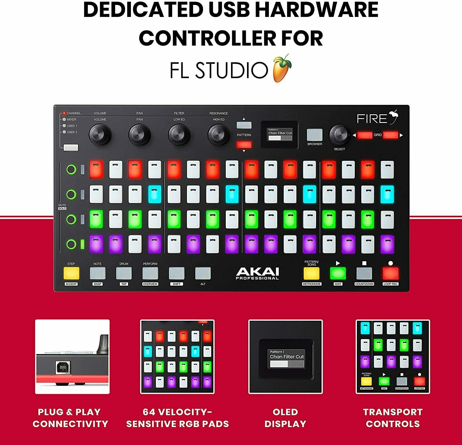 AKAI Professional Fire (Controller Only) &ndash; USB MIDI Controller for FL Studio