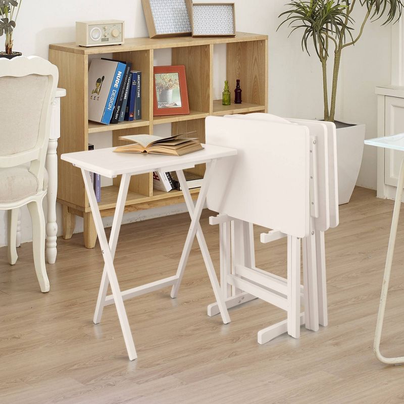 5pc Tray Table Set White - Flora Home