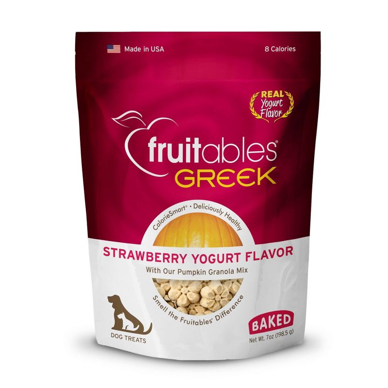 Fruitables Greek Strawberry Yogurt Flavor Healthy Baked Dog Treats - 7oz