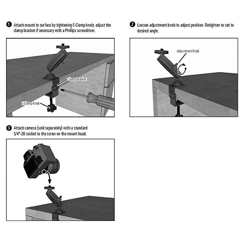 Heavy Duty Camera Clamp Mount with 14 20 Mounting Bolt for Nikon Sony Canon Olympus Panasonic Cameras