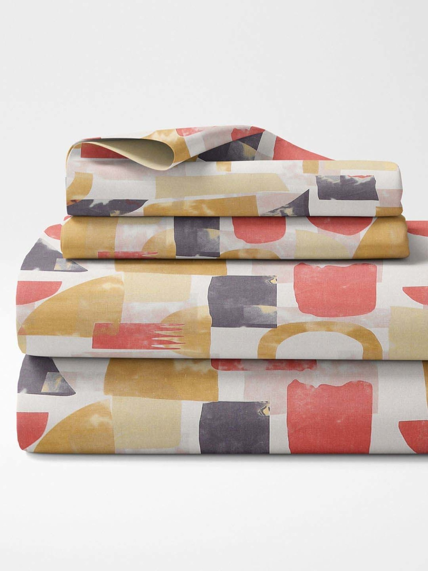 Haus & Kinder Cotton 186 TC Painted Fusion Yellow Printed Double Bedsheet with 2 Pillow Covers