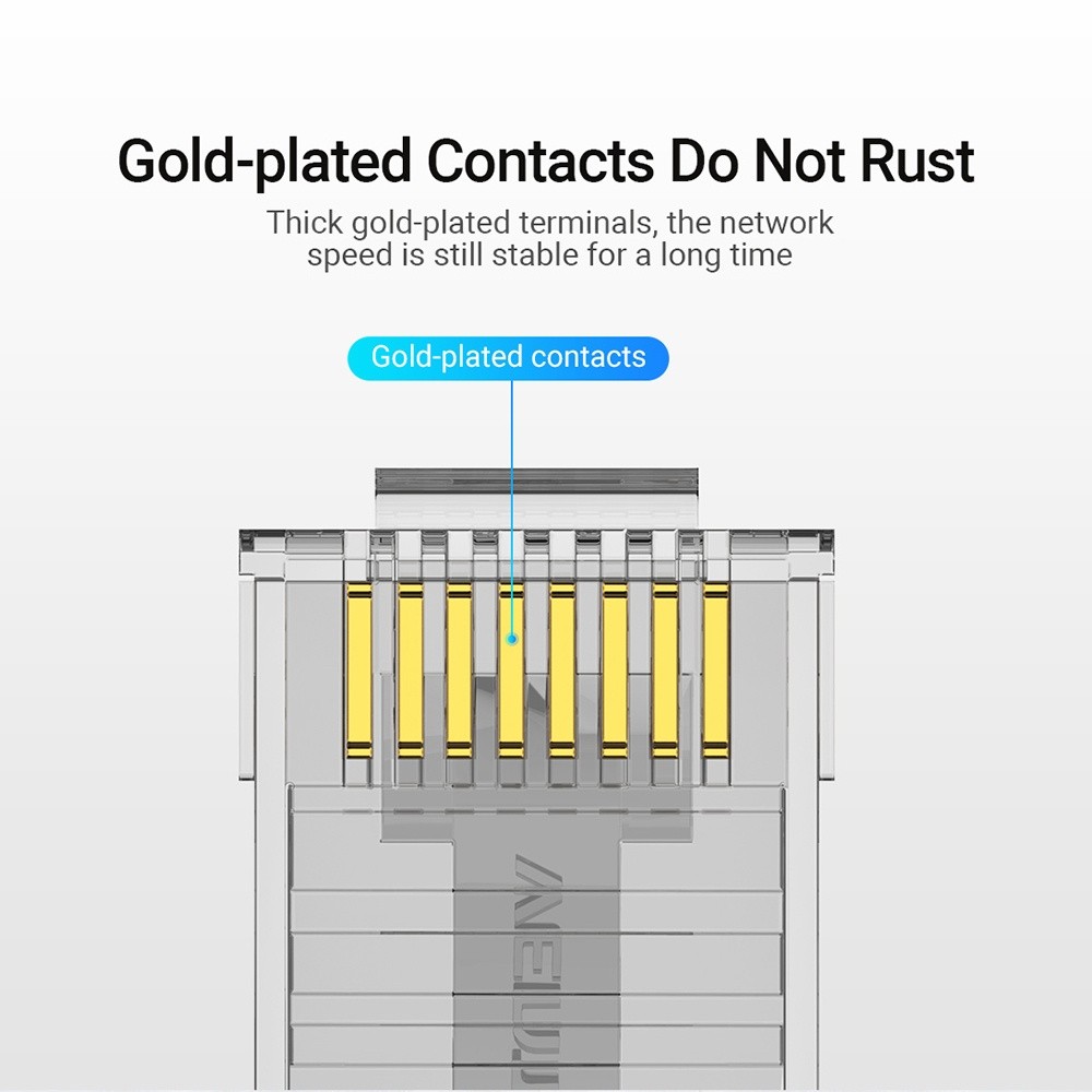 Vention IDDR0-10 Cat.6 Network Connector RJ45 Modular Plug Gold-plated Contacts PC Material Cat.6 UTP 10 Pieces