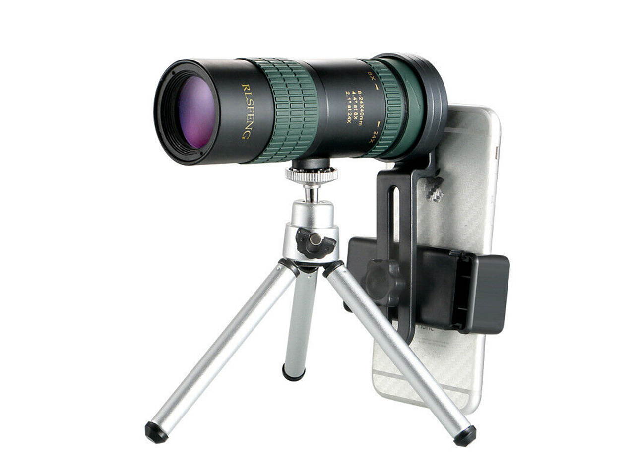 8-24X30mm HD Zoom Super Telephoto Monocular Telescope W/ Tripod & Clip Kit