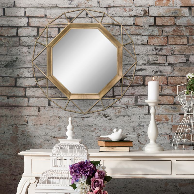 28.3" x 28.3" Metal Octagon Decorative Mirror Antique Gold - Stonebriar Collection