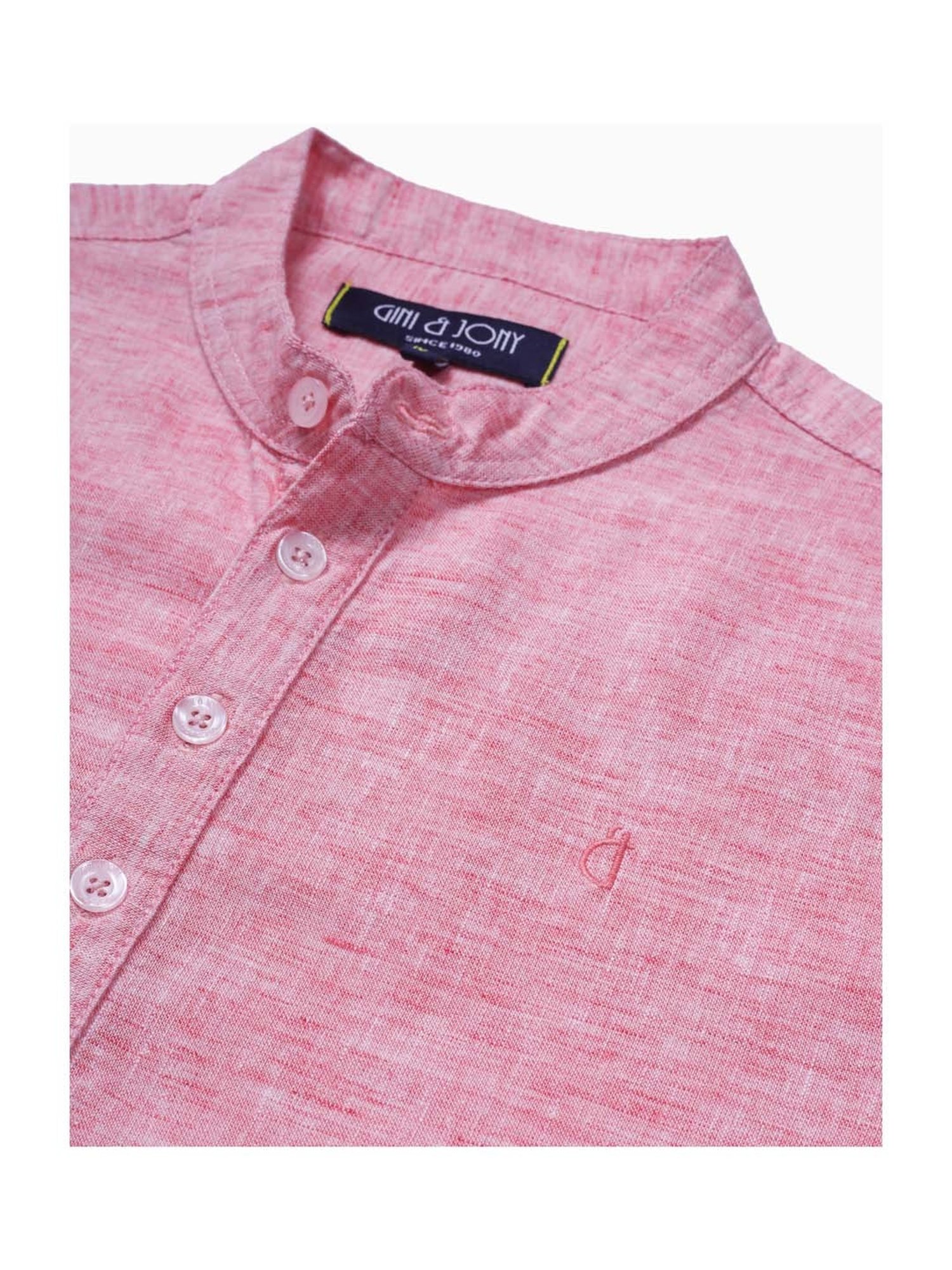 Gini & Jony Kids Pink Cotton Regular Fit Full Sleeves Shirt
