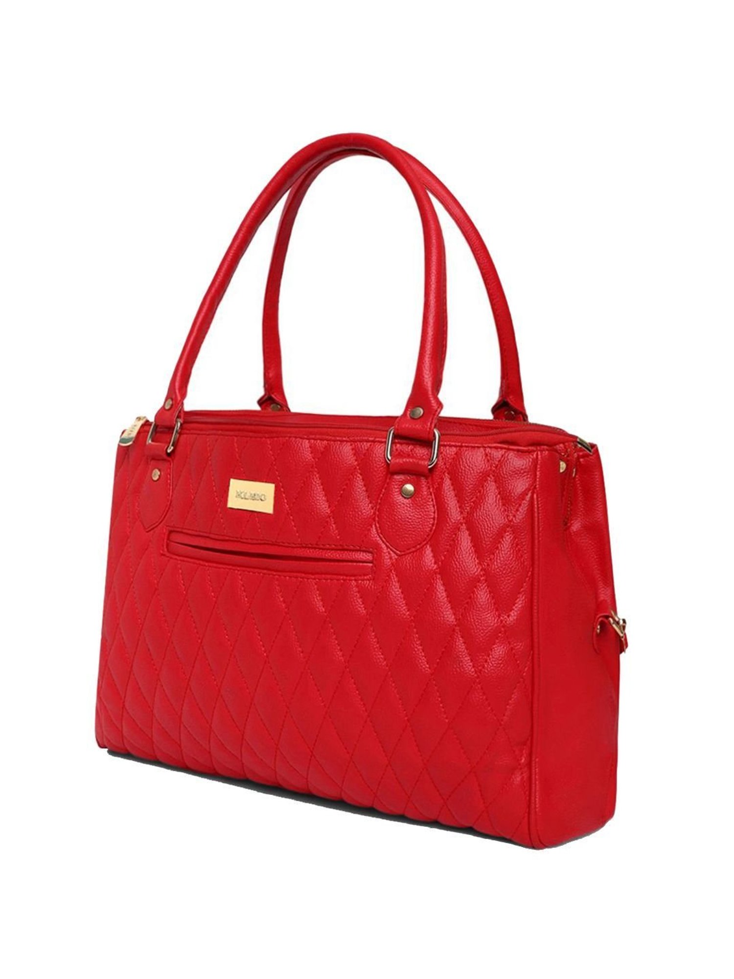 KLEIO Red Quilted Medium Laptop Handbag