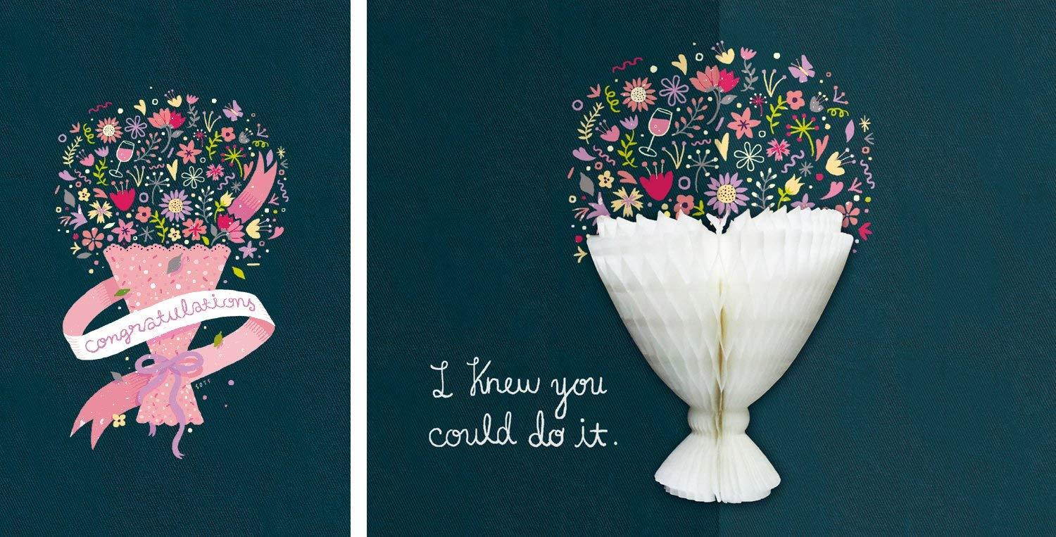 YURICOM Handmade Honeycomb Pop Up Greeting Card (Pack of 1, Bouquet_01)