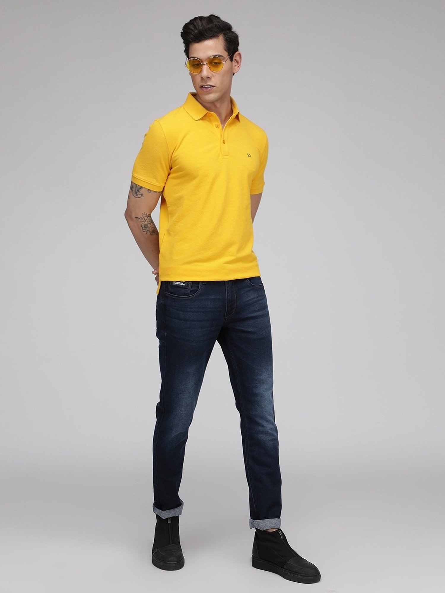 Sporto Yellow Regular Fit Polo T-Shirt