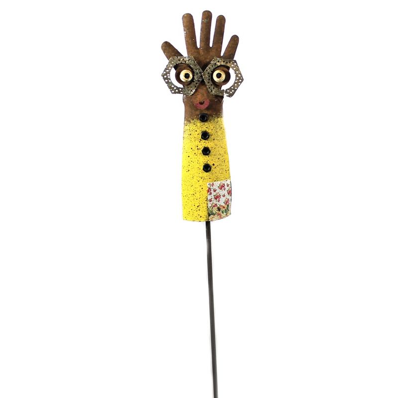 Home & Garden 41.5" Groovy Glove Stake Yellow Handcrafted Regal Art & Gift  -  Decorative Garden Stakes