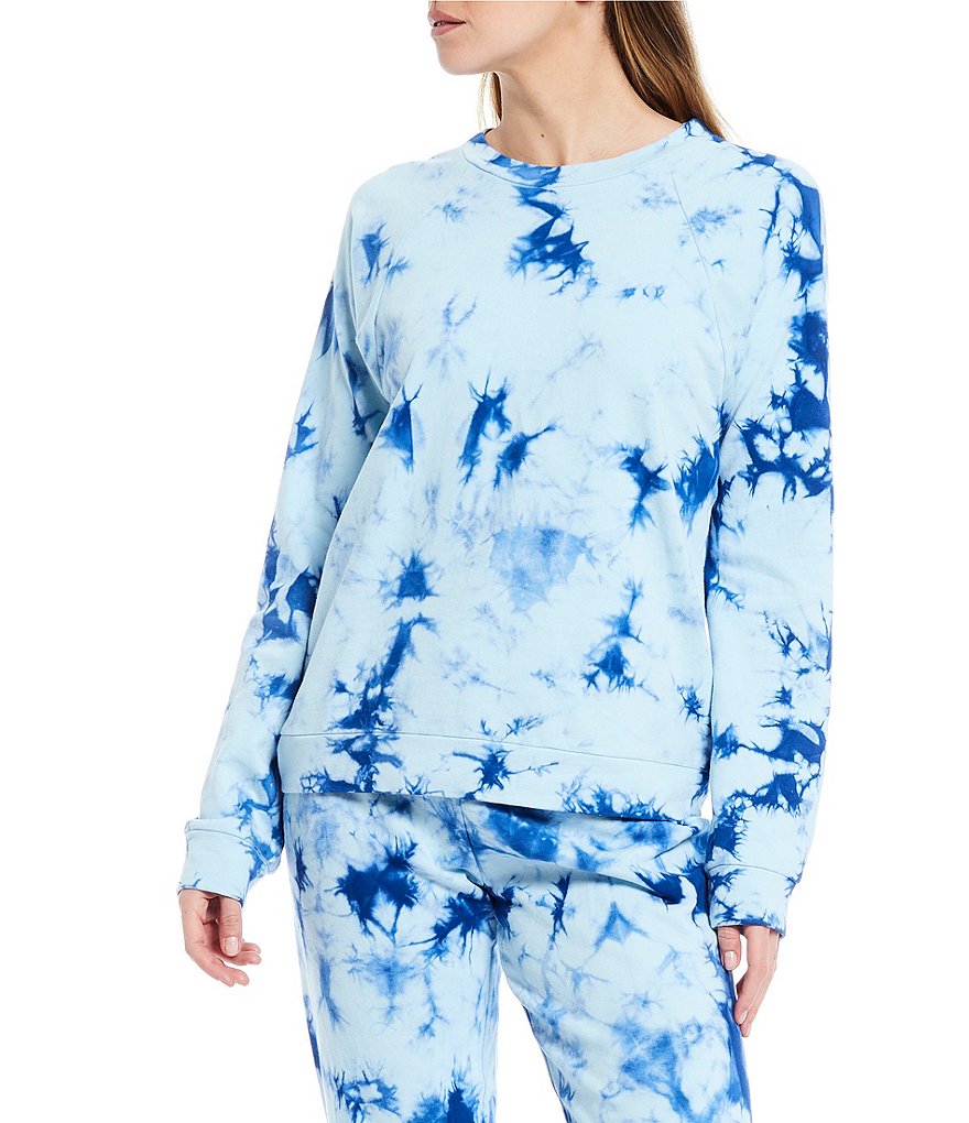 PJ Salvage Tie-Dye Print French Terry Long Sleeve Coordinating Sleep Top