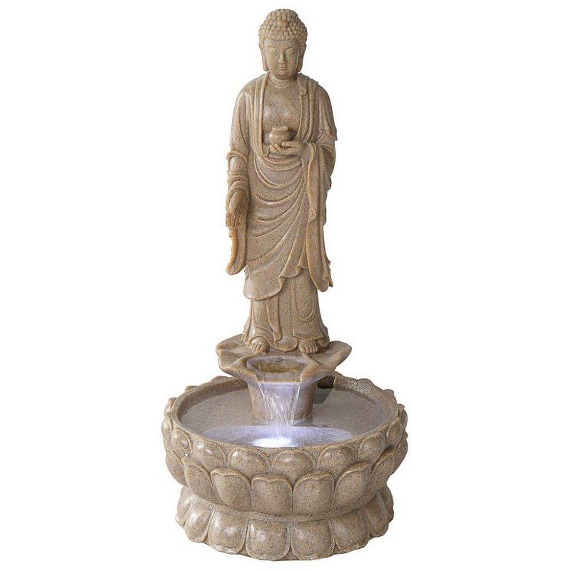 Large Earth Witness Buddha Illuminated Garden Fountain - Acorn Hollow