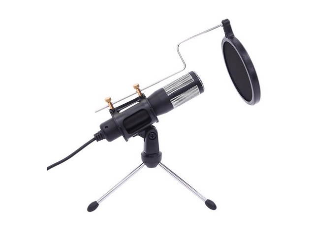 USB Microphone Tripod Stand Set for Game Chat Studio Noise Reduction Microphone,Black,UM01